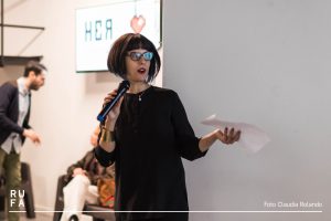 Arianna Forte, the curator of the festival, making her presentation